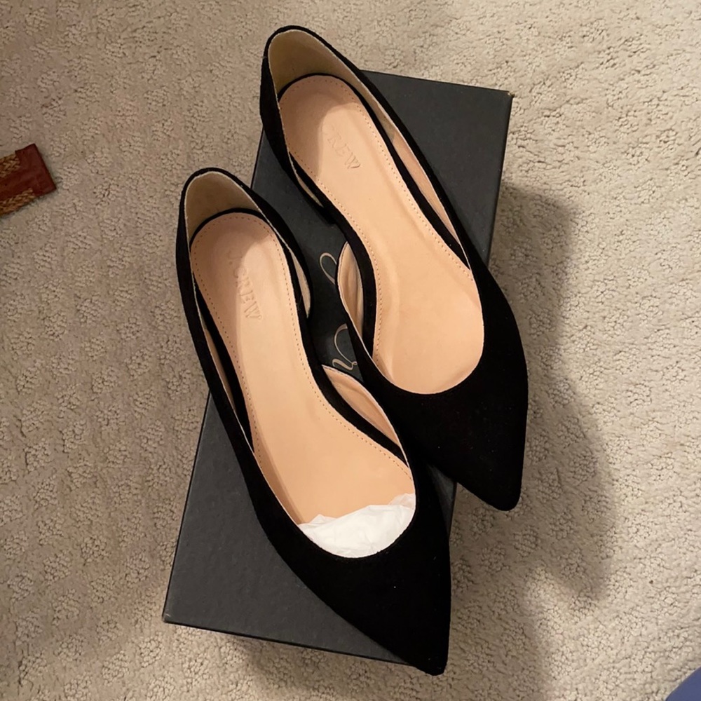 Jcrew black suede flats never been worn